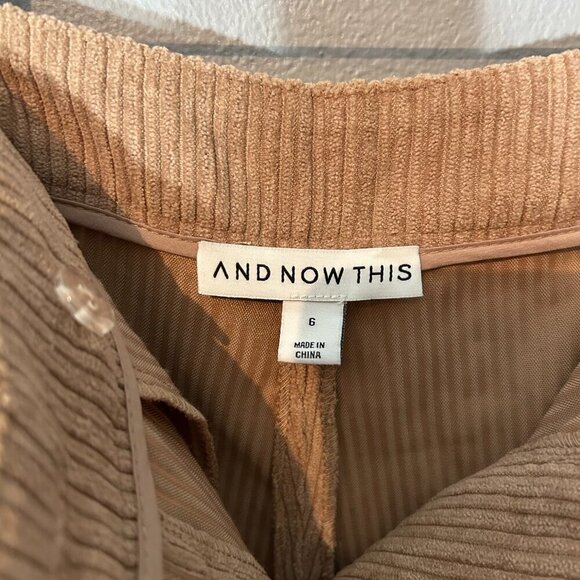 And Now This Wide Leg Corduroy Pants High-Waist Beige Women's Trousers Size 6 - Picture 6 of 7